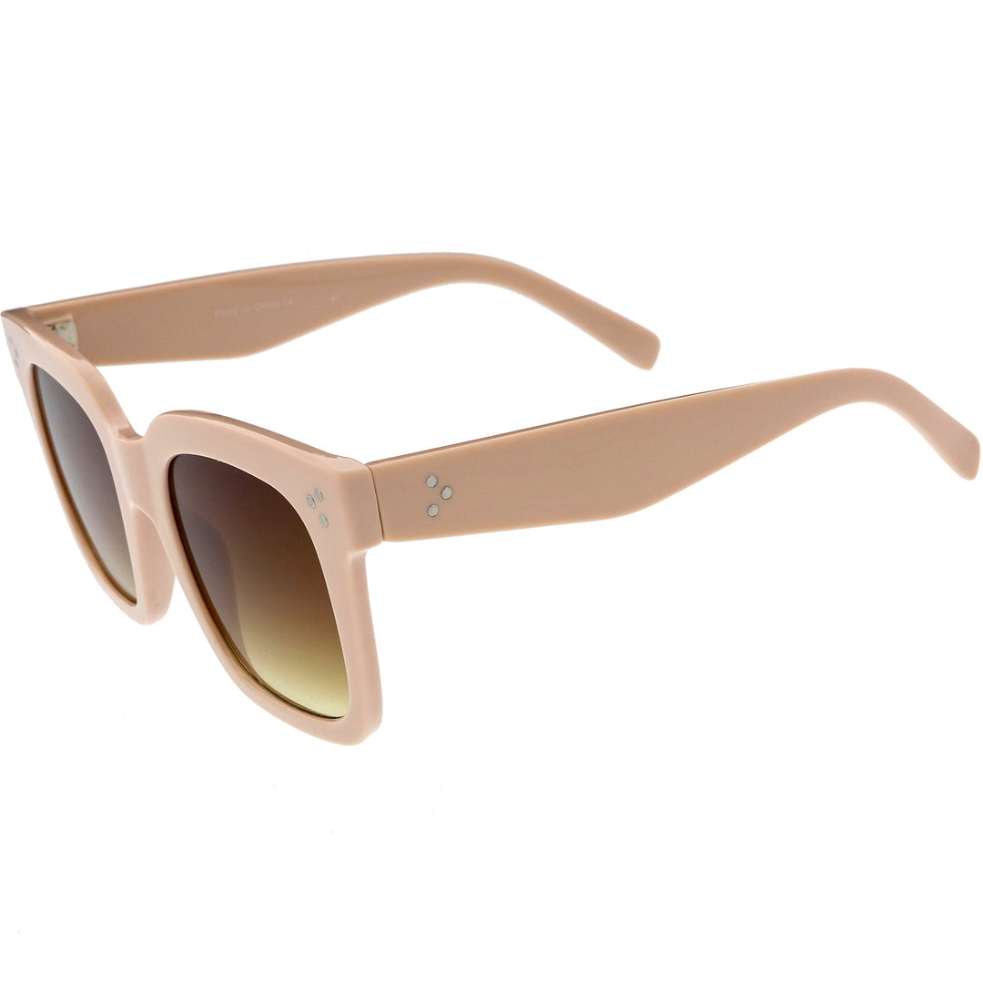 Bold Oversize Square Horned Rim Flat Lens Sunglasses
