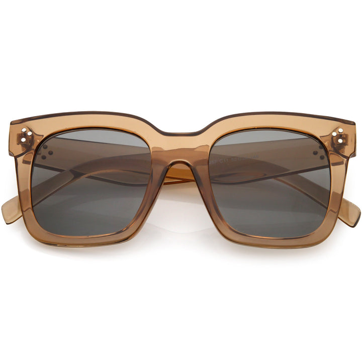 Bold Oversize Square Horned Rim Flat Lens Sunglasses