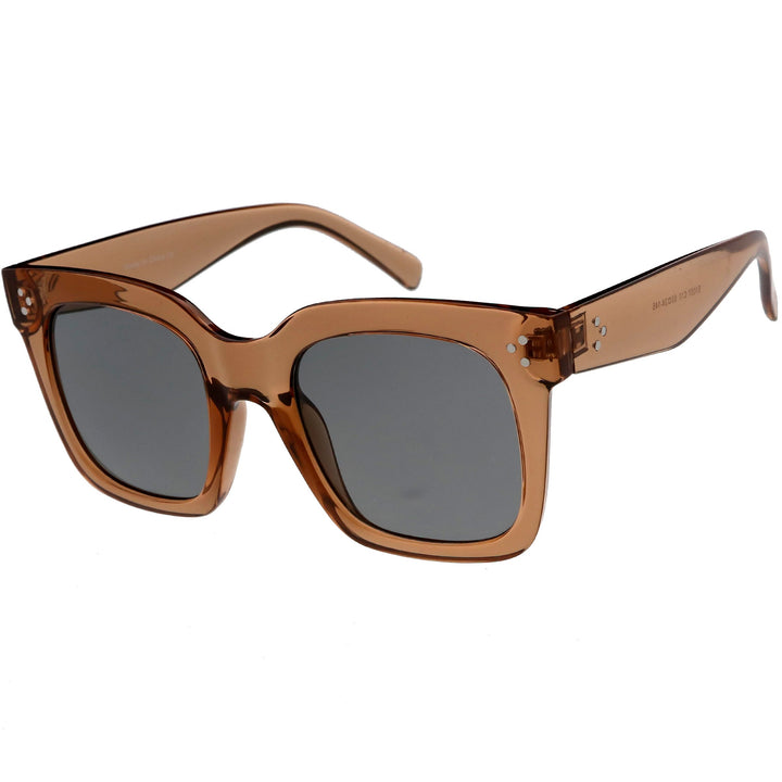 Bold Oversize Square Horned Rim Flat Lens Sunglasses