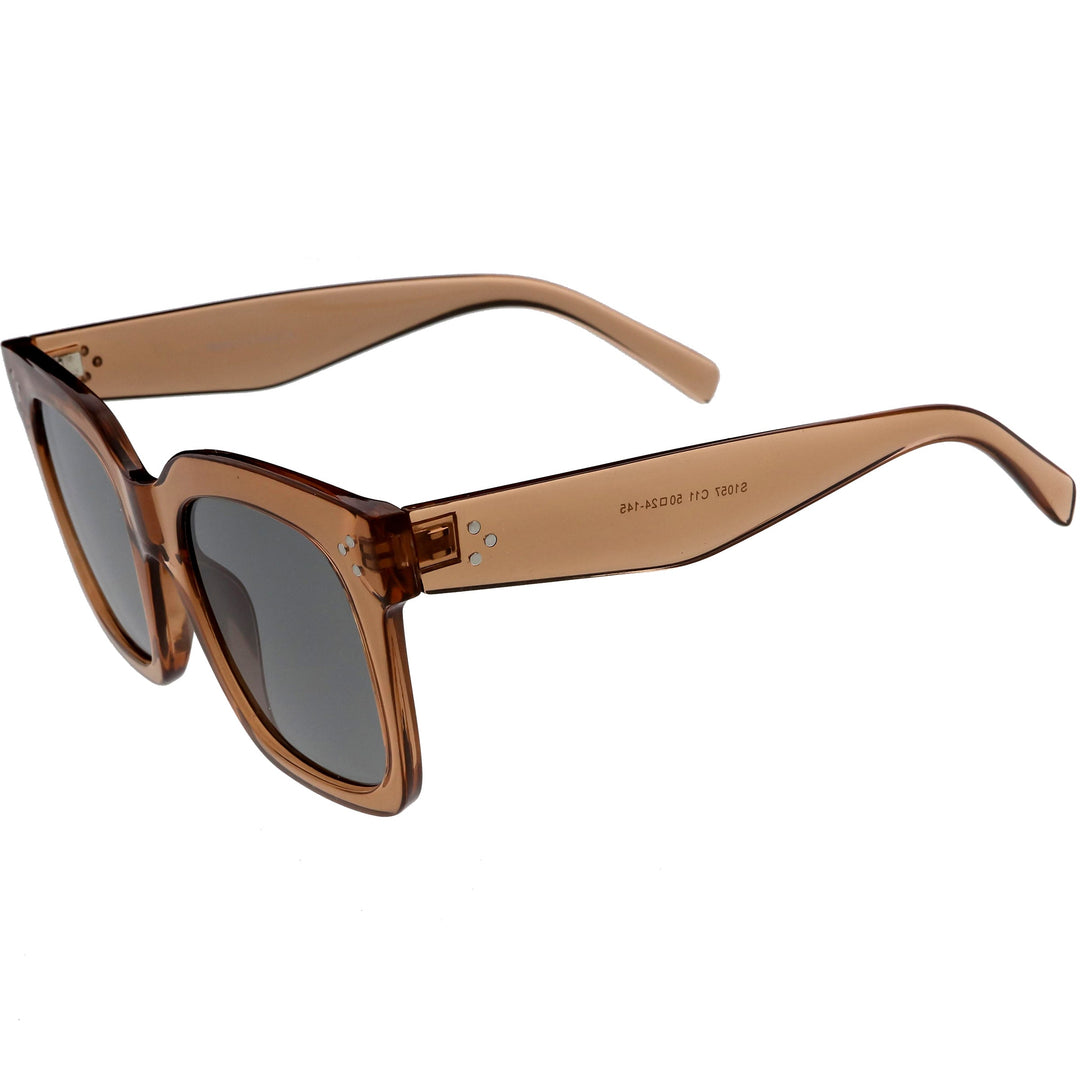 Bold Oversize Square Horned Rim Flat Lens Sunglasses