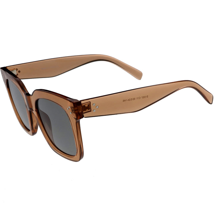 Bold Oversize Square Horned Rim Flat Lens Sunglasses