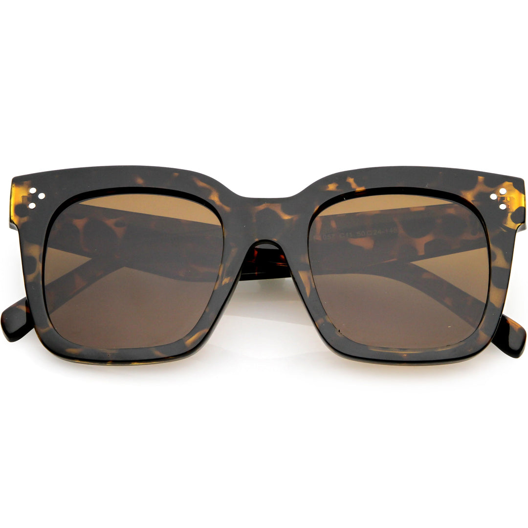 Bold Oversize Square Horned Rim Flat Lens Sunglasses