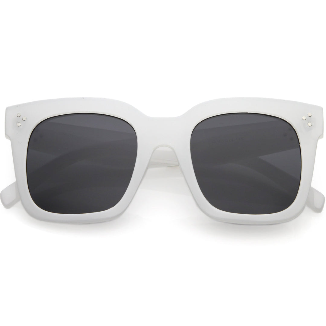 Bold Oversize Square Horned Rim Flat Lens Sunglasses