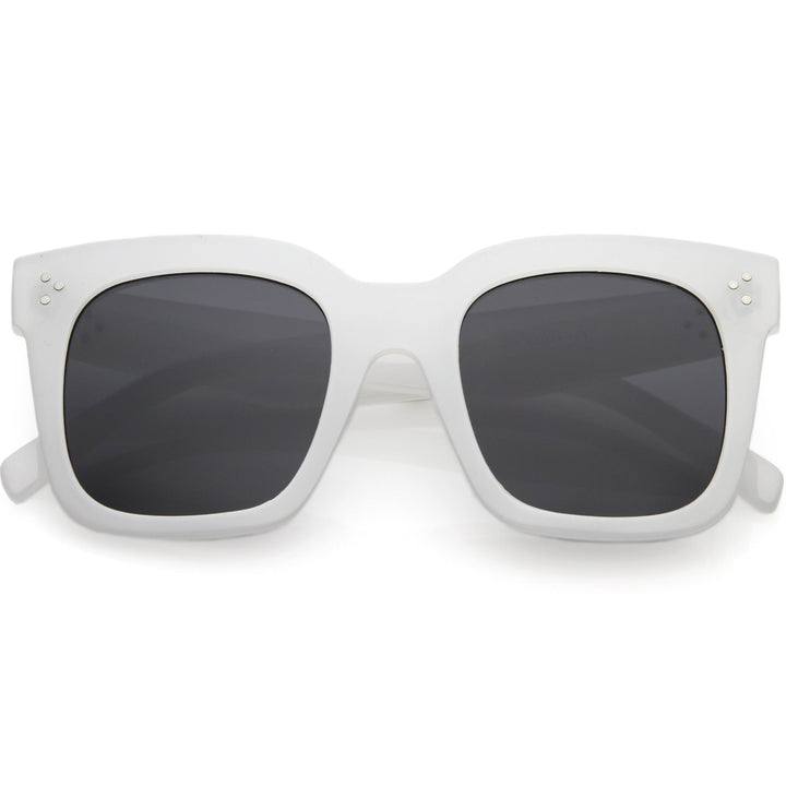 Bold Oversize Square Horned Rim Flat Lens Sunglasses