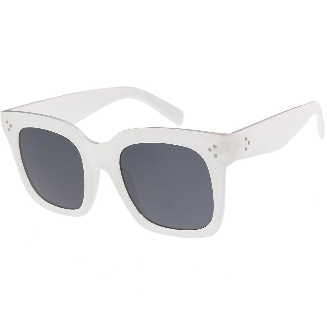 Bold Oversize Square Horned Rim Flat Lens Sunglasses