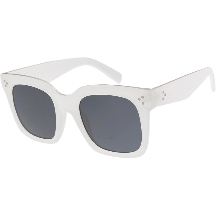 Bold Oversize Square Horned Rim Flat Lens Sunglasses