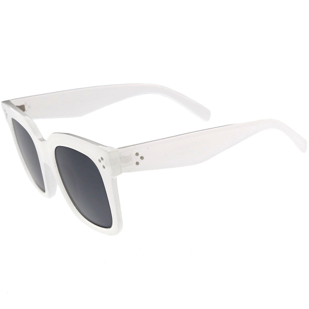 Bold Oversize Square Horned Rim Flat Lens Sunglasses