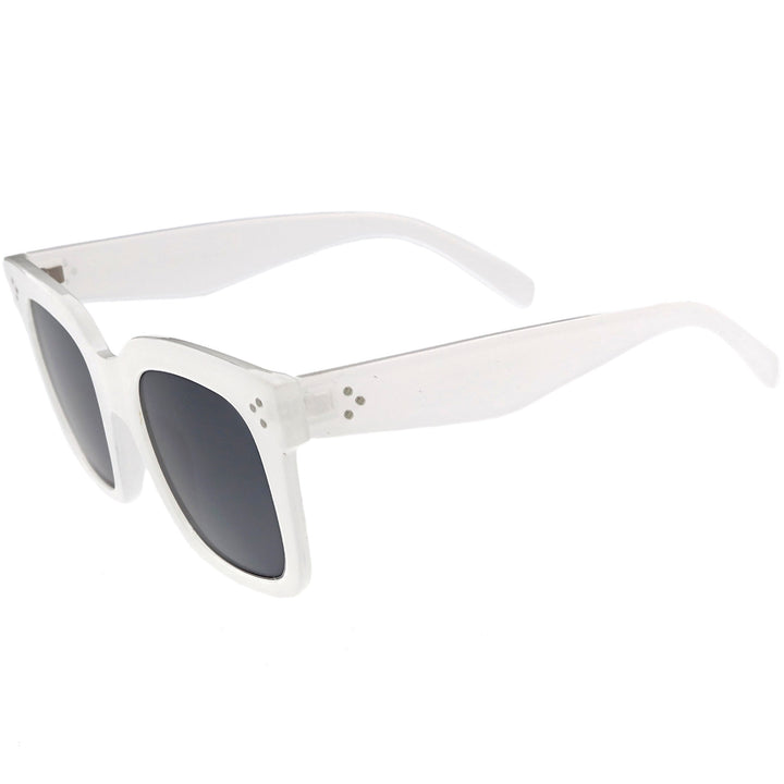 Bold Oversize Square Horned Rim Flat Lens Sunglasses