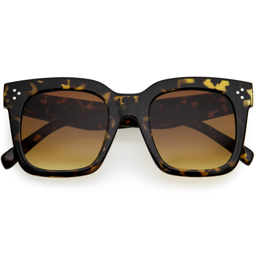 Bold Oversize Square Horned Rim Flat Lens Sunglasses