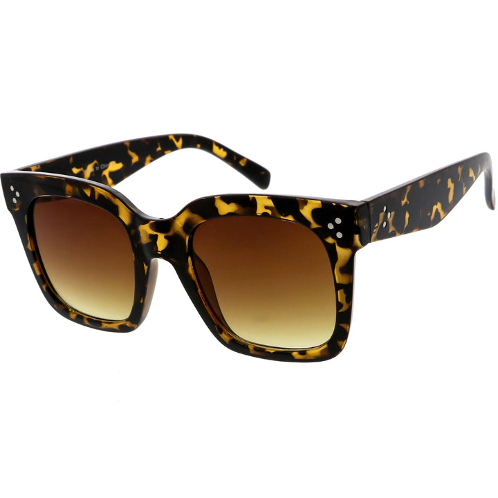 Bold Oversize Square Horned Rim Flat Lens Sunglasses