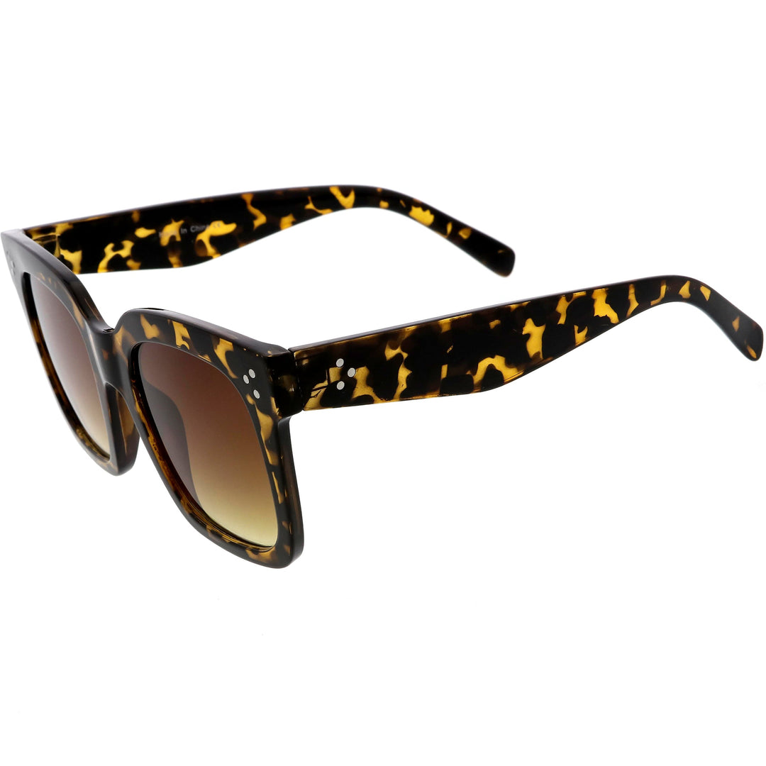 Bold Oversize Square Horned Rim Flat Lens Sunglasses