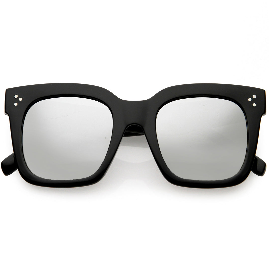 Bold Oversize Square Horned Rim Flat Lens Sunglasses