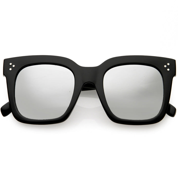 Bold Oversize Square Horned Rim Flat Lens Sunglasses