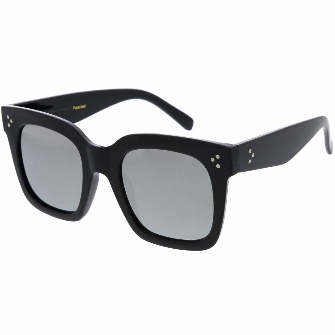 Bold Oversize Square Horned Rim Flat Lens Sunglasses