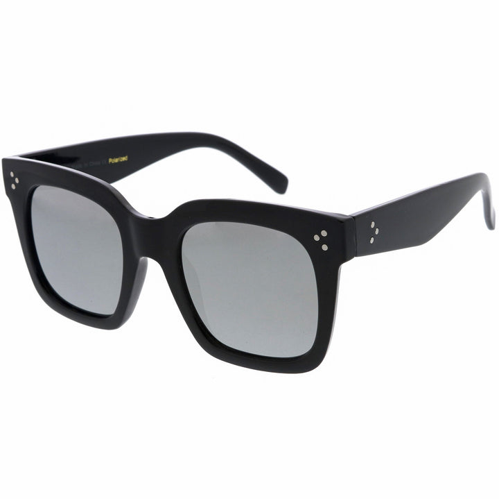 Bold Oversize Square Horned Rim Flat Lens Sunglasses
