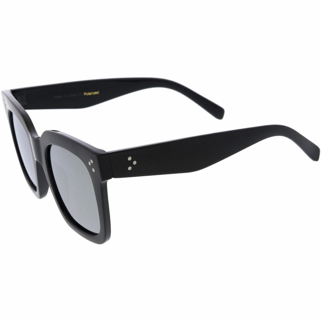 Bold Oversize Square Horned Rim Flat Lens Sunglasses