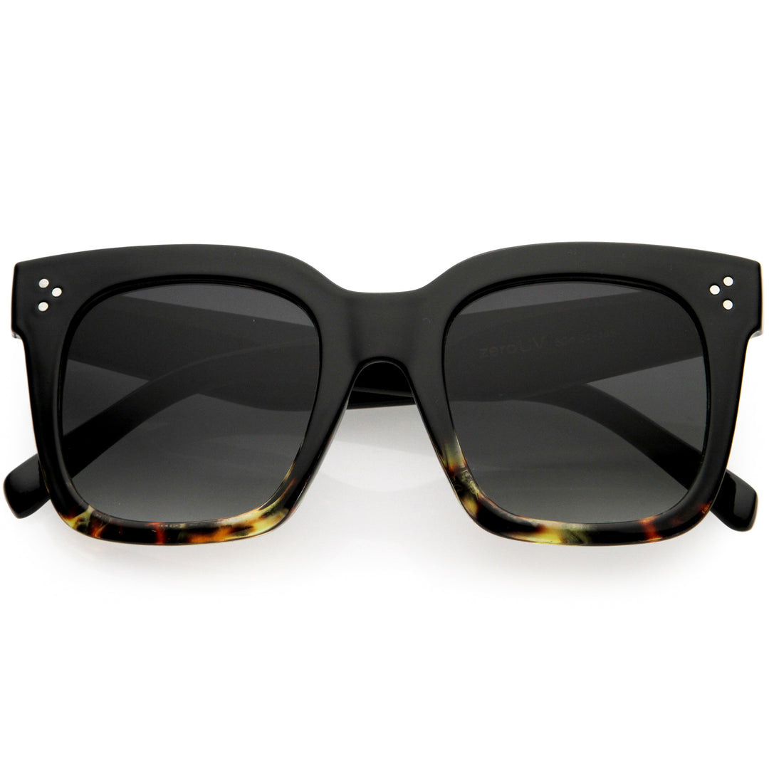 Bold Oversize Square Horned Rim Flat Lens Sunglasses