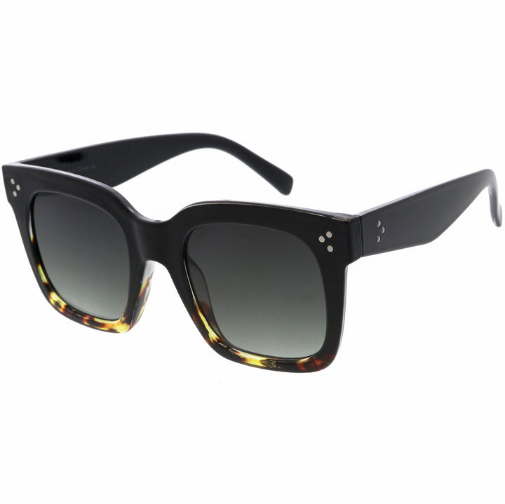 Bold Oversize Square Horned Rim Flat Lens Sunglasses