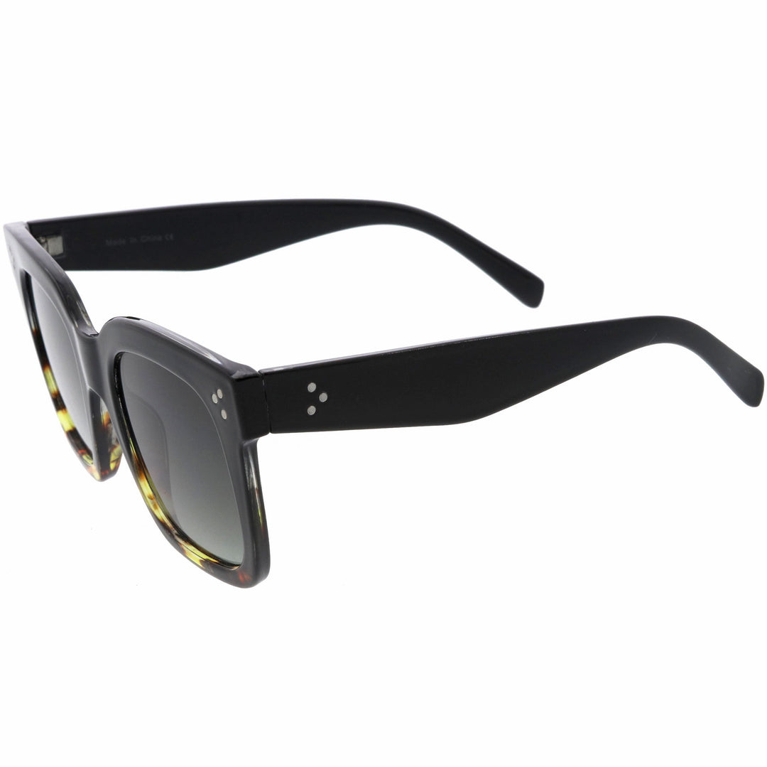 Bold Oversize Square Horned Rim Flat Lens Sunglasses
