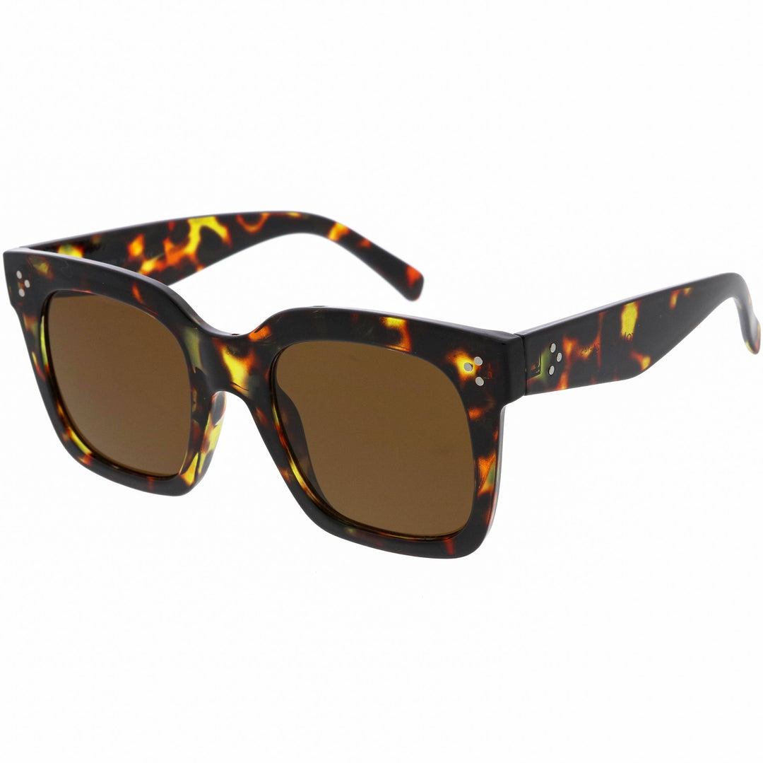 Bold Oversize Square Horned Rim Flat Lens Sunglasses