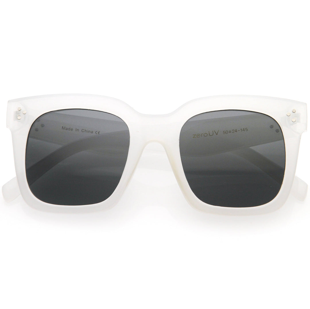 Bold Oversize Square Horned Rim Flat Lens Sunglasses