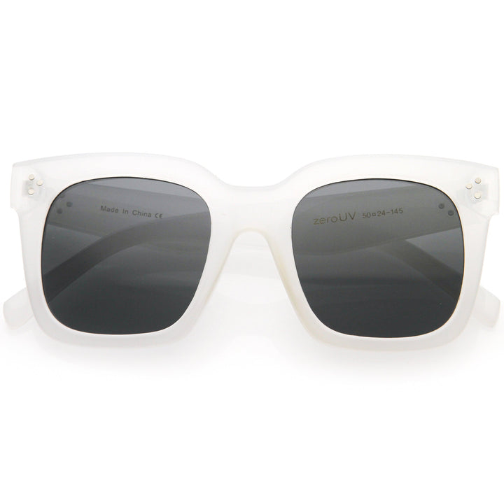Bold Oversize Square Horned Rim Flat Lens Sunglasses