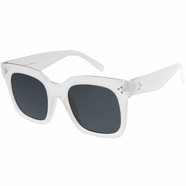 Bold Oversize Square Horned Rim Flat Lens Sunglasses