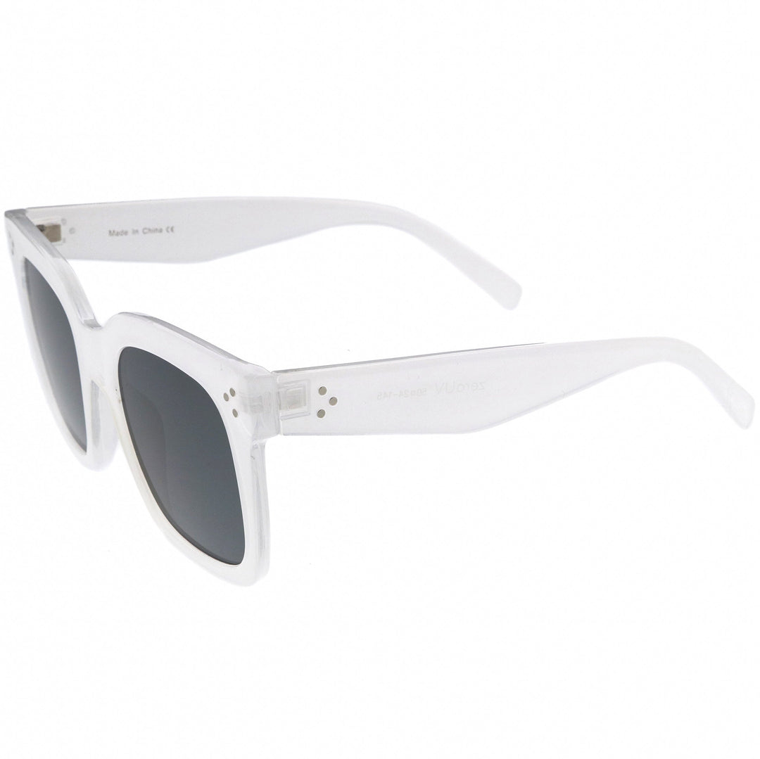 Bold Oversize Square Horned Rim Flat Lens Sunglasses