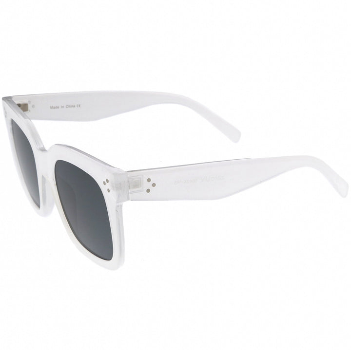 Bold Oversize Square Horned Rim Flat Lens Sunglasses