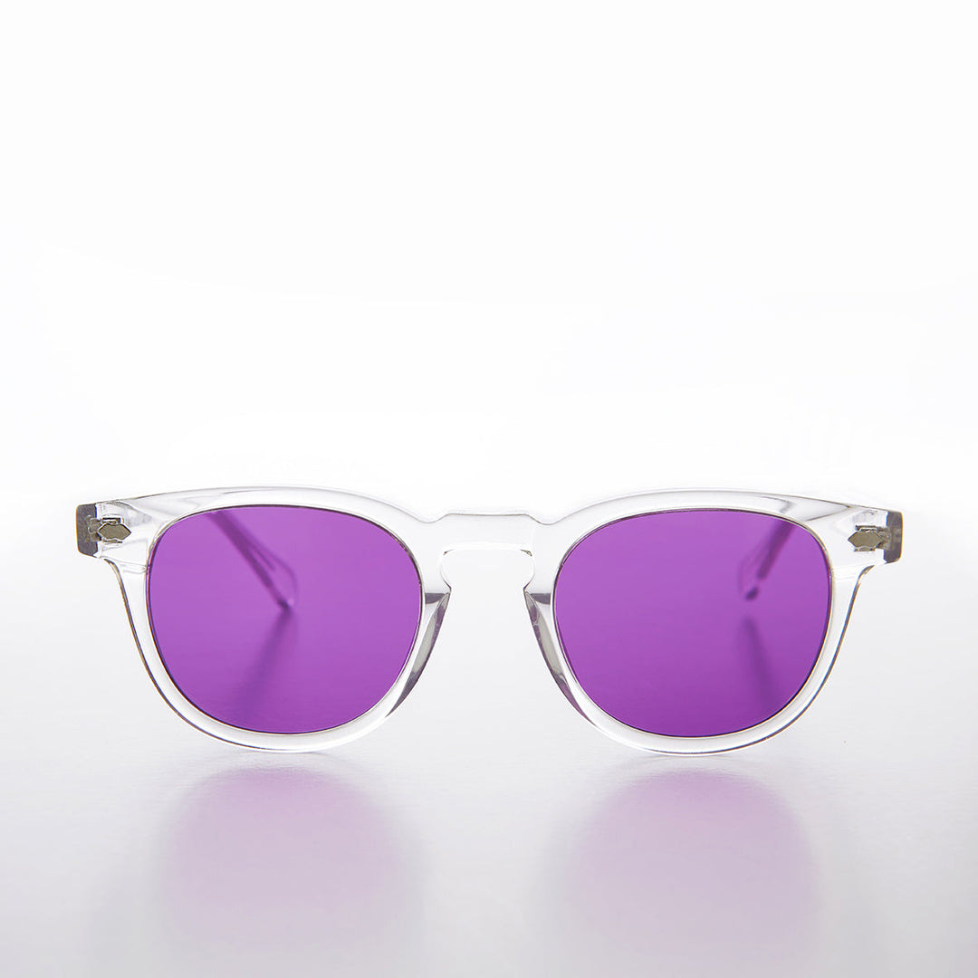Clear Acetate Square Sunglasses with Colored Lenses - Benson