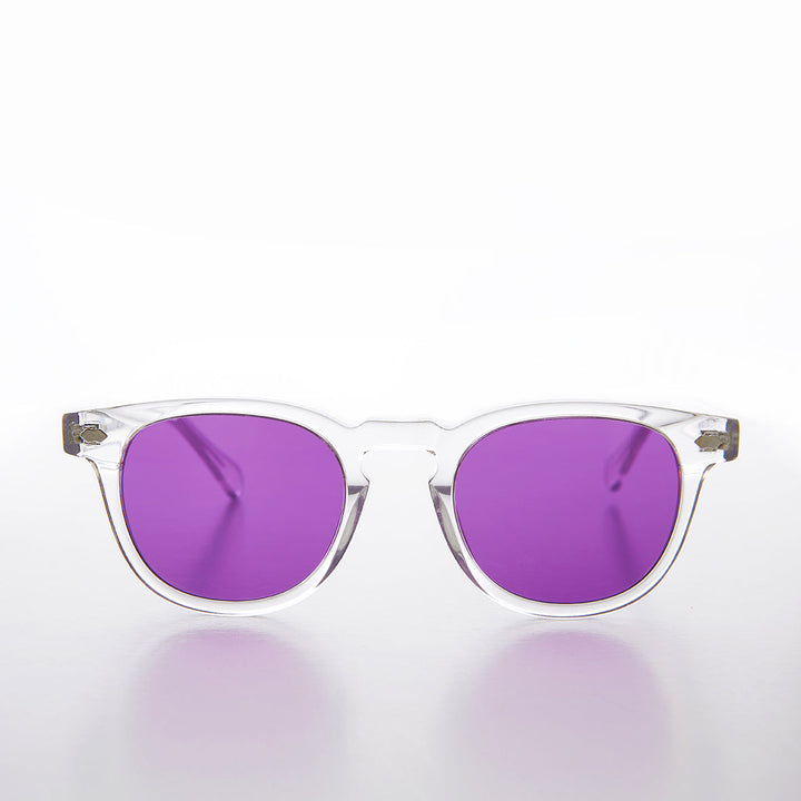 Clear Acetate Square Sunglasses with Colored Lenses - Benson