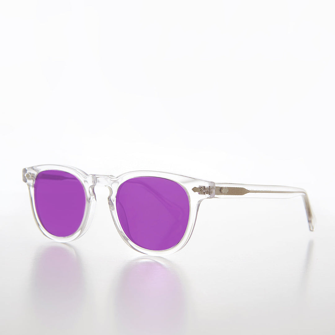 Clear Acetate Square Sunglasses with Colored Lenses - Benson