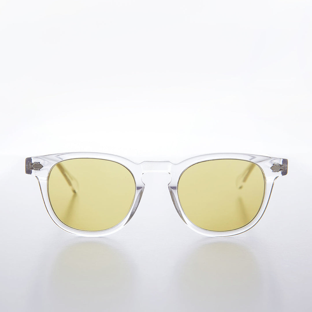 Clear Acetate Square Sunglasses with Colored Lenses - Benson