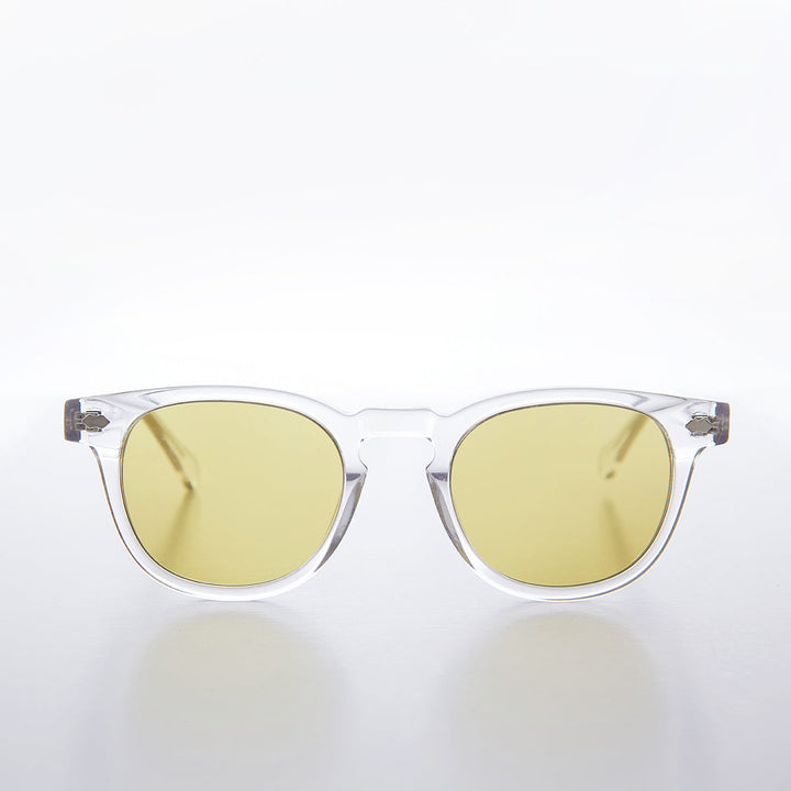 Clear Acetate Square Sunglasses with Colored Lenses - Benson