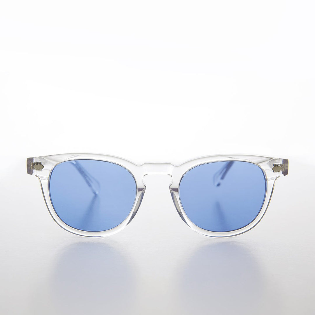 Clear Acetate Square Sunglasses with Colored Lenses - Benson