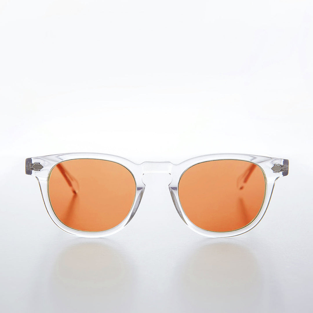 Clear Acetate Square Sunglasses with Colored Lenses - Benson