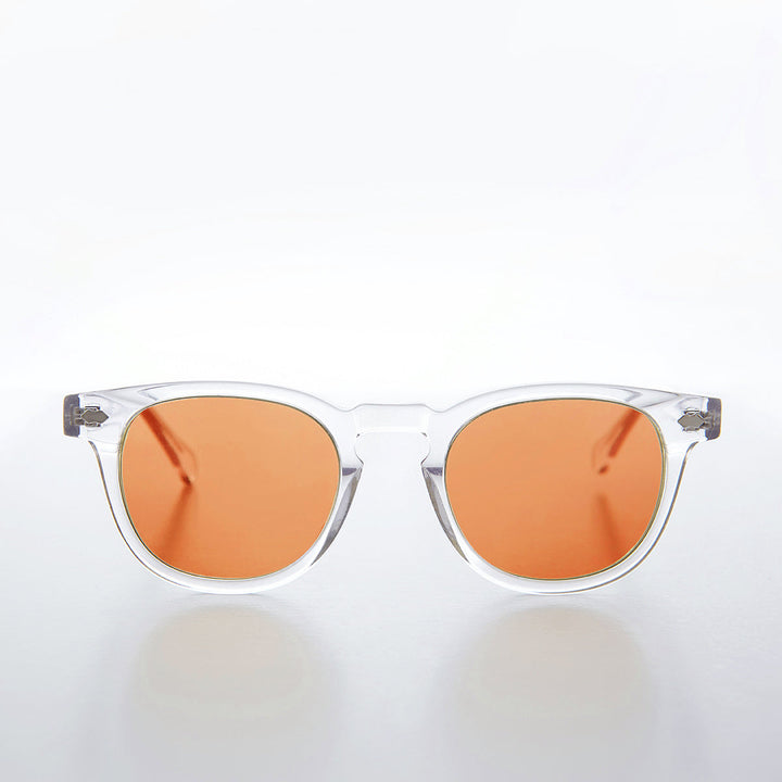 Clear Acetate Square Sunglasses with Colored Lenses - Benson