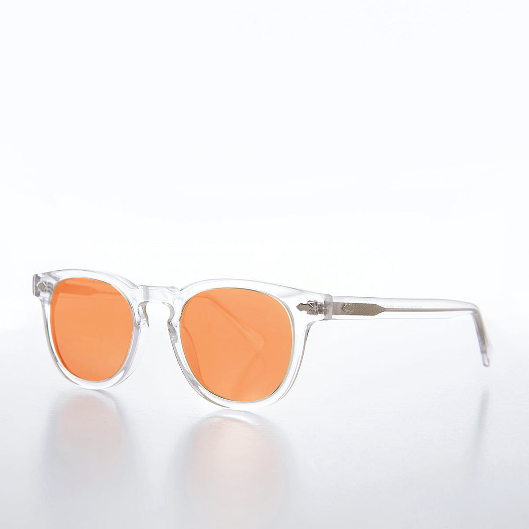 Clear Acetate Square Sunglasses with Colored Lenses - Benson