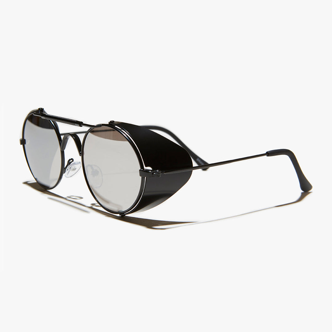 Black Steampunk Sunglasses with Folding Side Shields - Bram 4