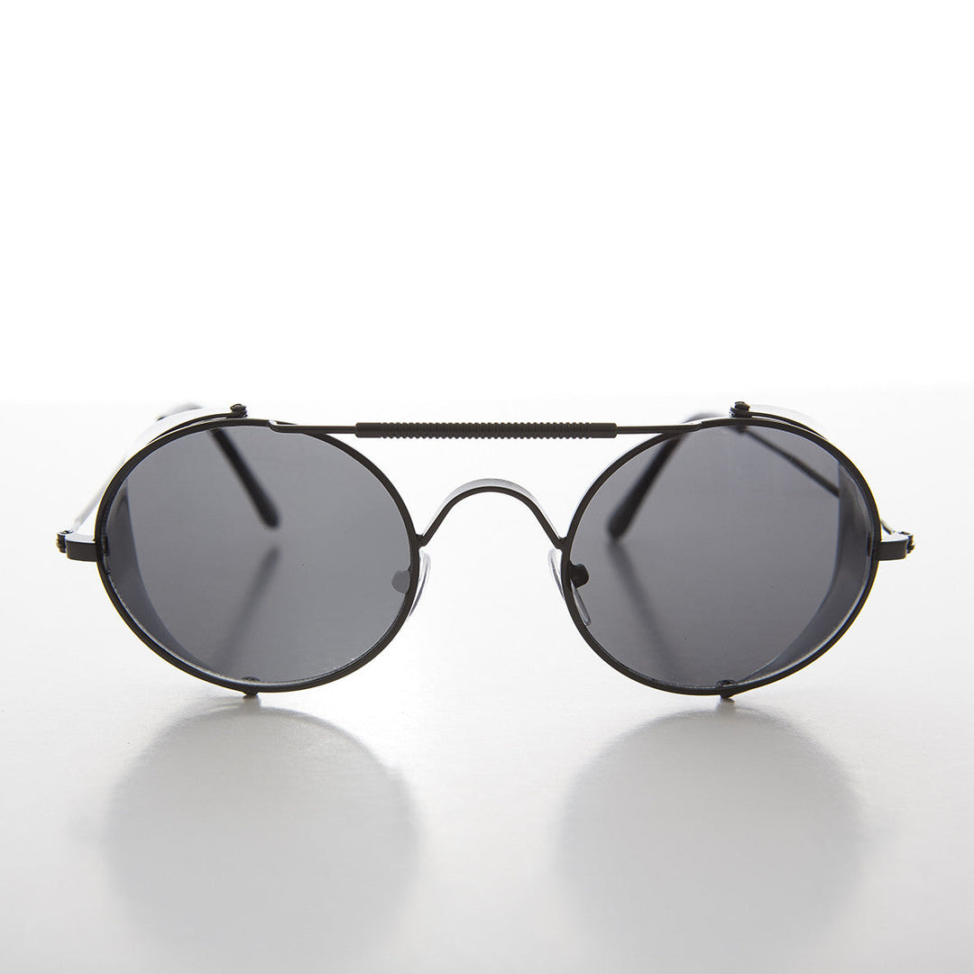Black Steampunk Sunglasses with Folding Side Shields - Bram 4