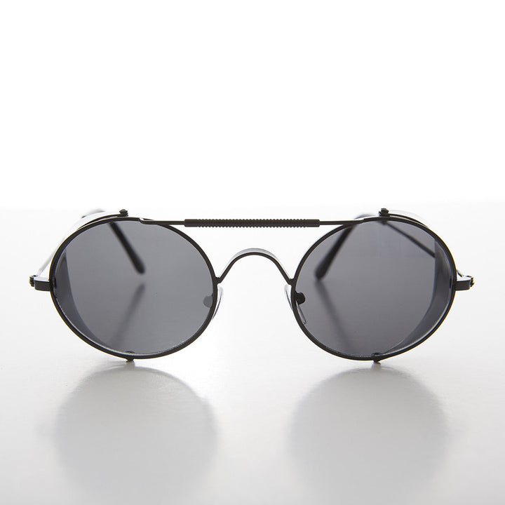 Black Steampunk Sunglasses with Folding Side Shields - Bram 4