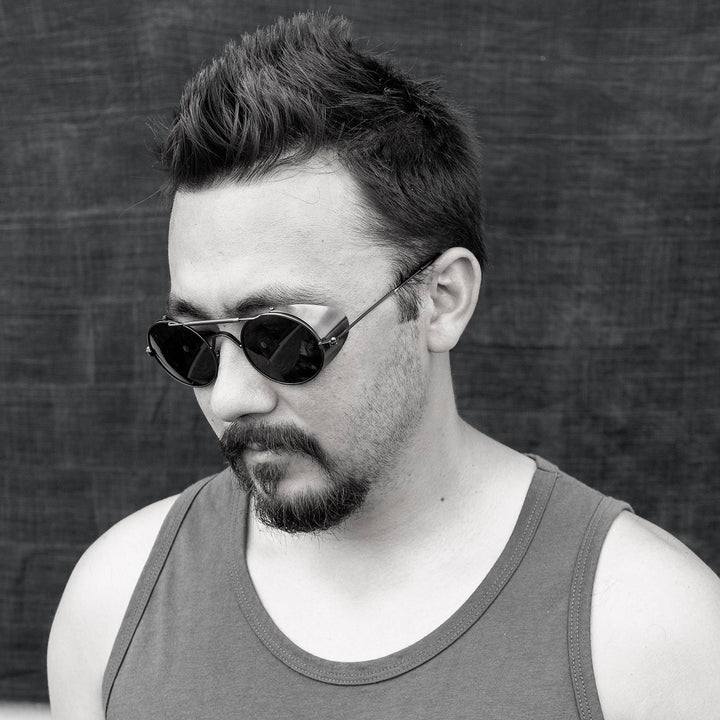 Black Steampunk Sunglasses with Folding Side Shields - Bram 4