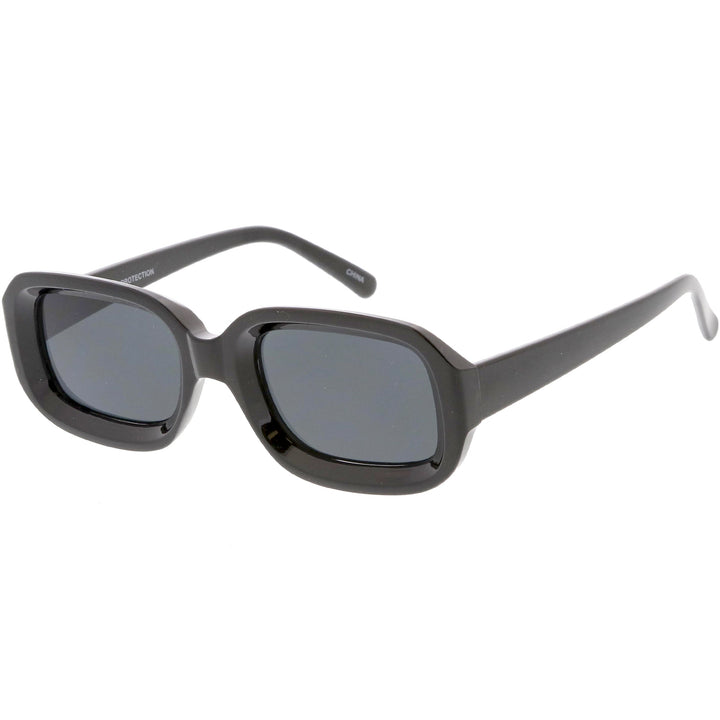 Artistic Retro Modern Deep Rectangle Block Flat Lens Sunglasses