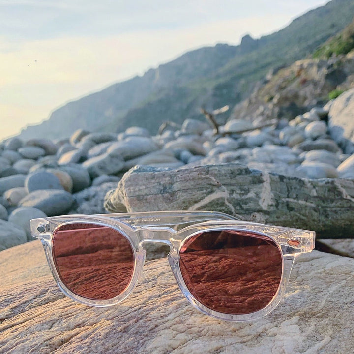 Clear Acetate Square Sunglasses with Colored Lenses - Benson