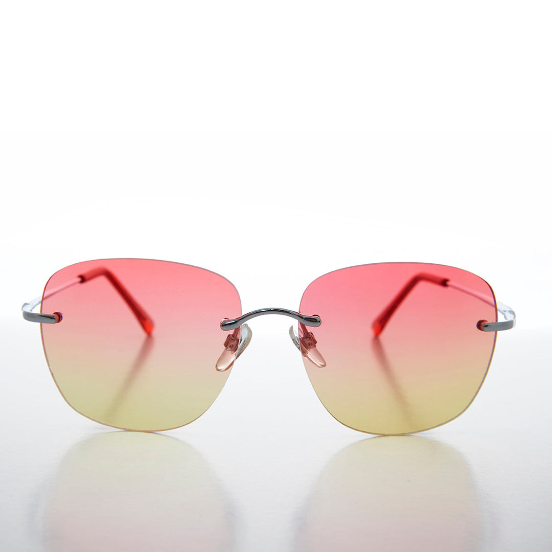 Rimless Ocean Colored Lens Women's Sunglasses - Fancy