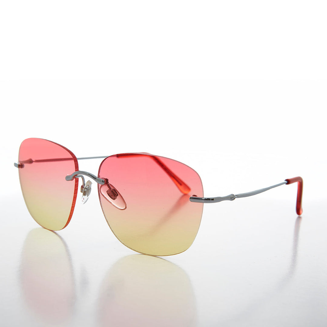 Rimless Ocean Colored Lens Women's Sunglasses - Fancy
