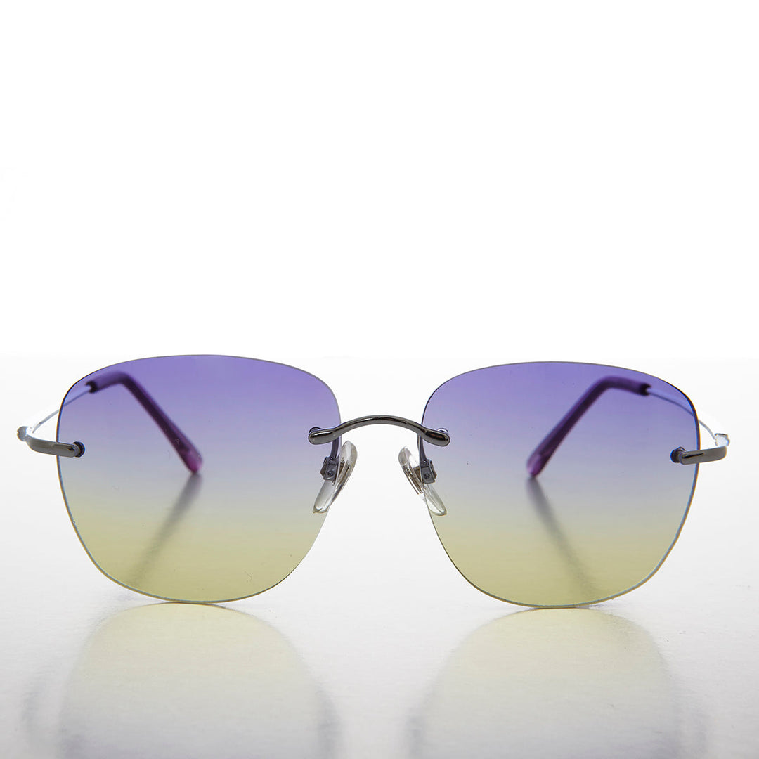 Rimless Ocean Colored Lens Women's Sunglasses - Fancy