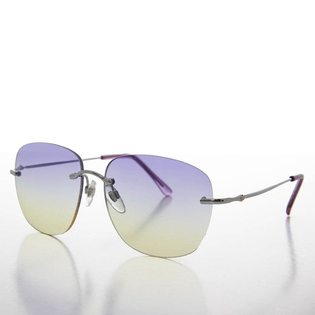 Rimless Ocean Colored Lens Women's Sunglasses - Fancy