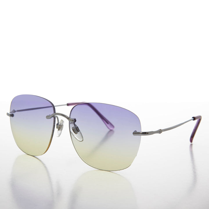Rimless Ocean Colored Lens Women's Sunglasses - Fancy