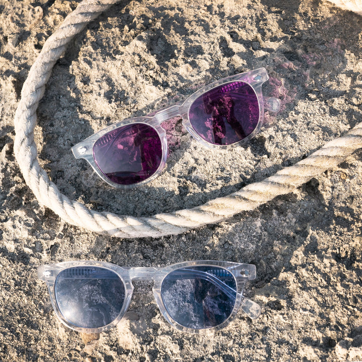 Clear Acetate Square Sunglasses with Colored Lenses - Benson